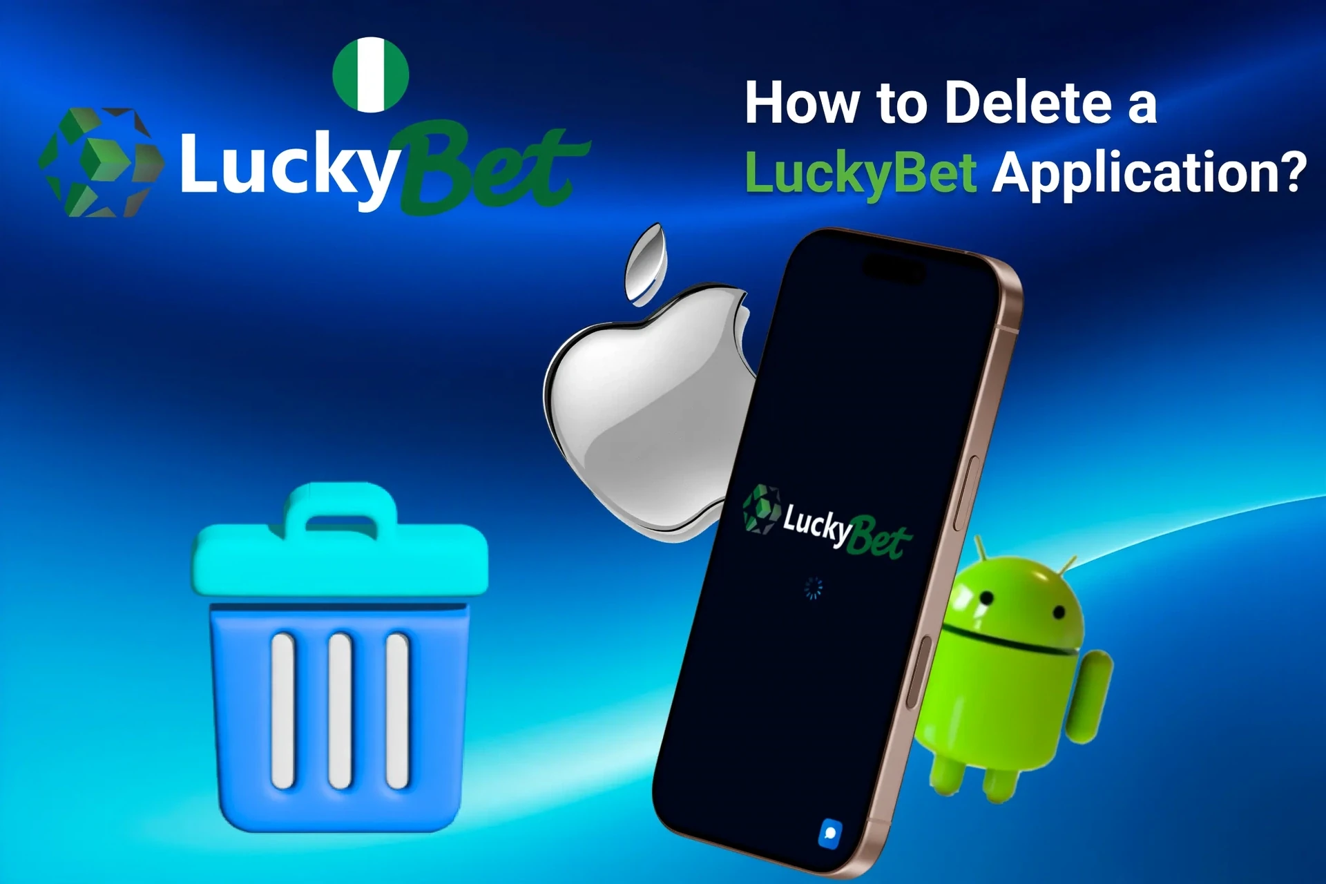 Instructions on how to delete the application from iOS and Android devices, shown with app icons