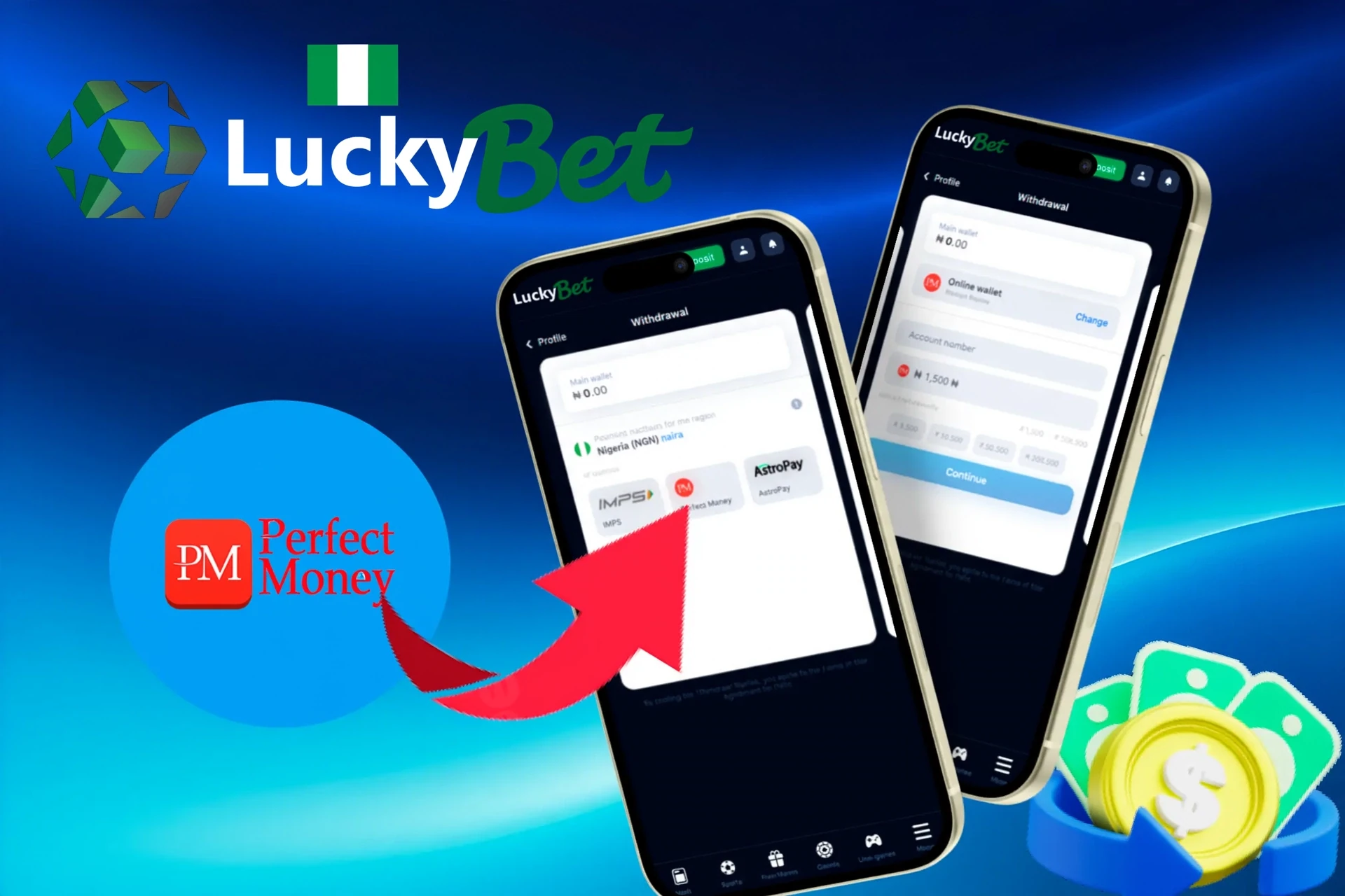withdrawal options, featuring Quickteller, Paystack, Flutterwave and other Nigerian payment services, shown on a mobile interface