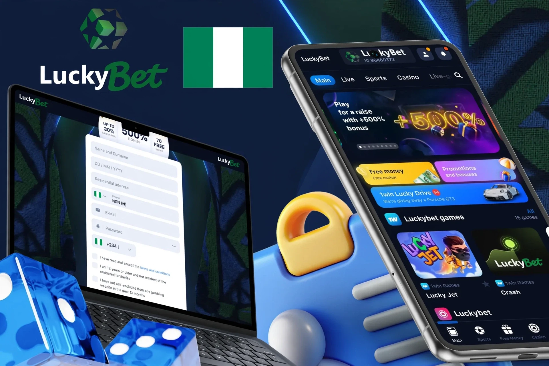 Description of registering with LuckyBet and receiving a welcome bonus in Nigeria